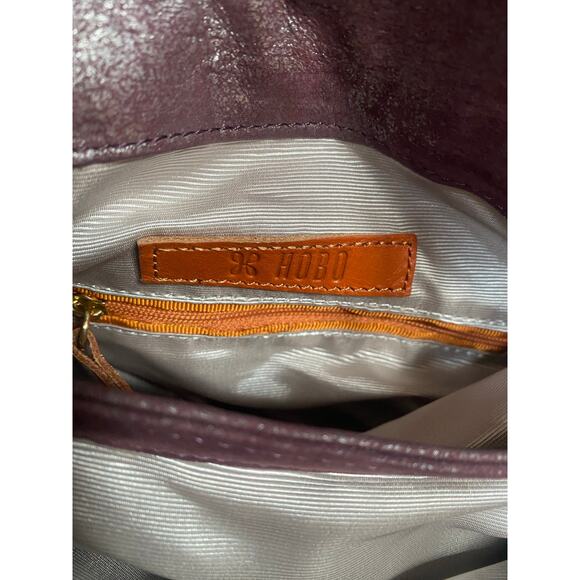 Hobo Birdie Crossbody Leather Purse Purple Metallic - Picture 7 of 8